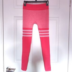 Hot Pink Thigh Striped Sock Leggings Sports Tights, Runs Small